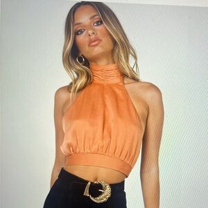 Princess polly | Burnt orange high neck crop top | size 0
